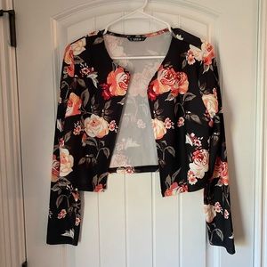 Floral print cropped blazer
